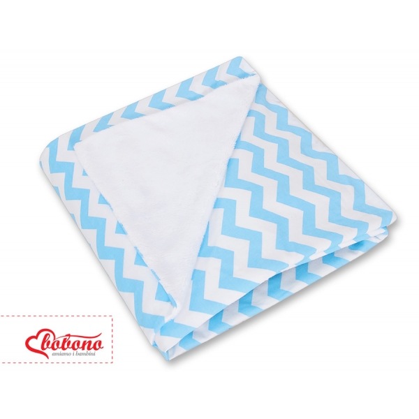 Einschlagdecke für Kindersitz - Chevron blau-weiß