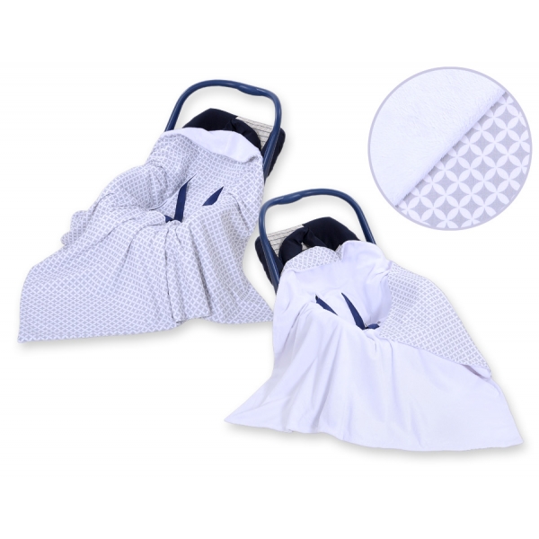 Wendedecke für Kindersitz - Grau-Blumenmuster