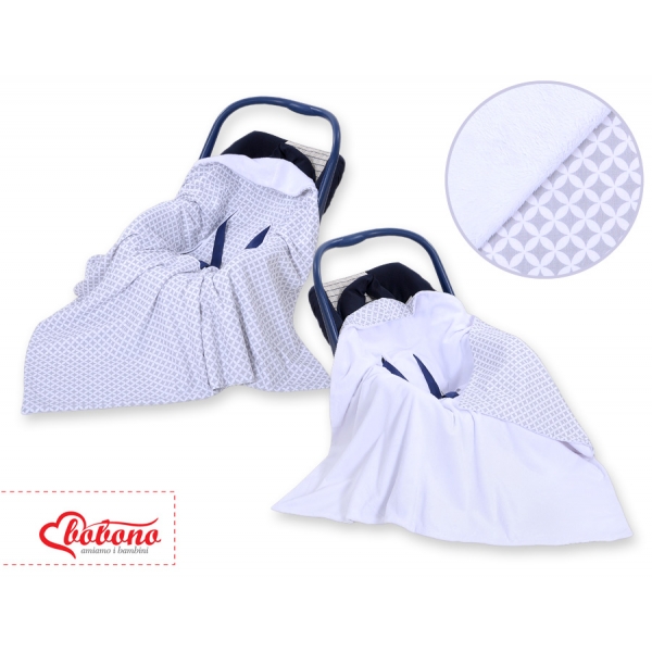 Wendedecke für Kindersitz - Grau-Blumenmuster