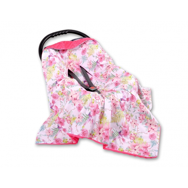 Wendedecke für Kindersitz - Kolibri in Blumen