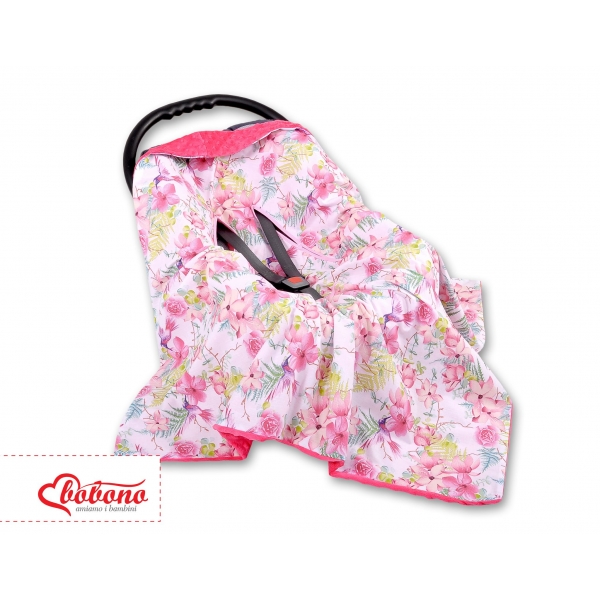 Wendedecke für Kindersitz - Kolibri in Blumen