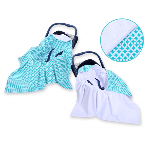 Einschlagdecke für Kindersitz - Minze-Blumenmuster