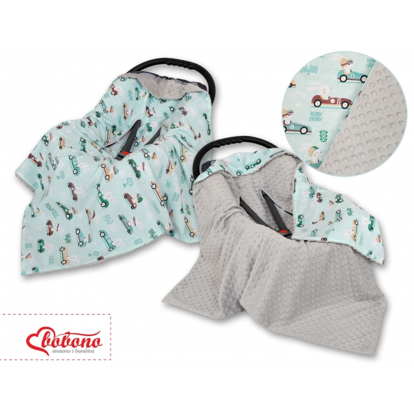 Wendedecke für Kindersitz - minze Hasen/grau