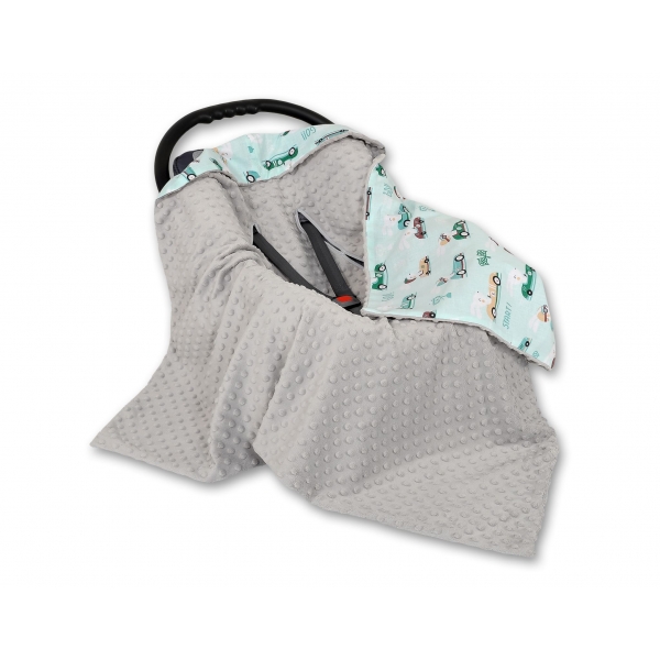 Wendedecke für Kindersitz - minze Hasen/grau