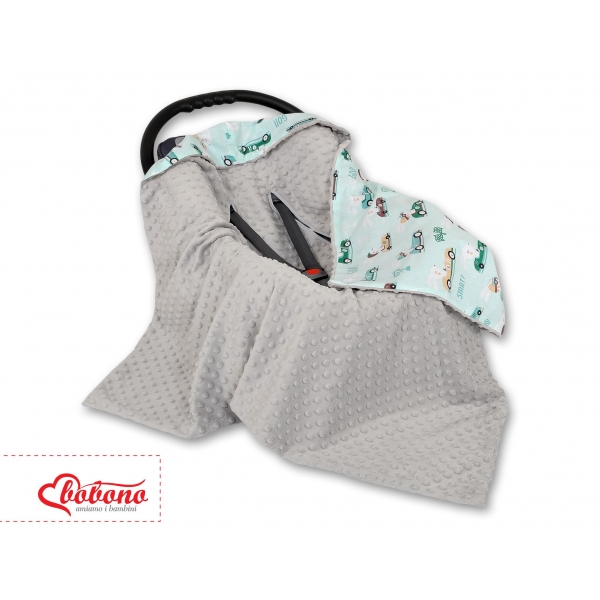 Wendedecke für Kindersitz - minze Hasen/grau