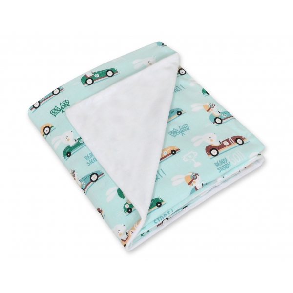 Wendedecke für Kindersitz - minze Hasen/weiss