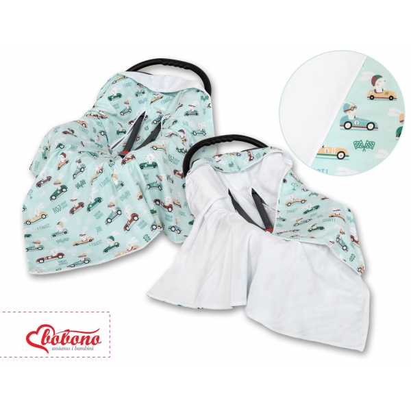 Wendedecke für Kindersitz - minze Hasen/weiss