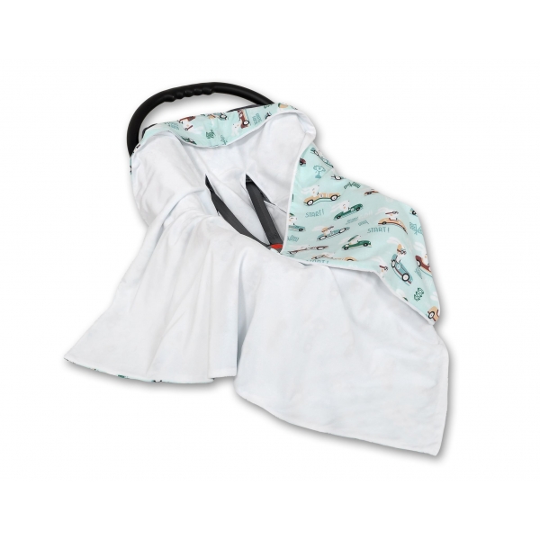 Wendedecke für Kindersitz - minze Hasen/weiss