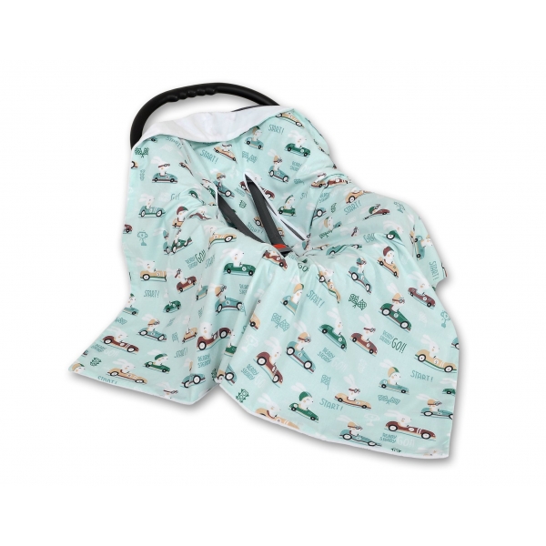 Wendedecke für Kindersitz - minze Hasen/weiss