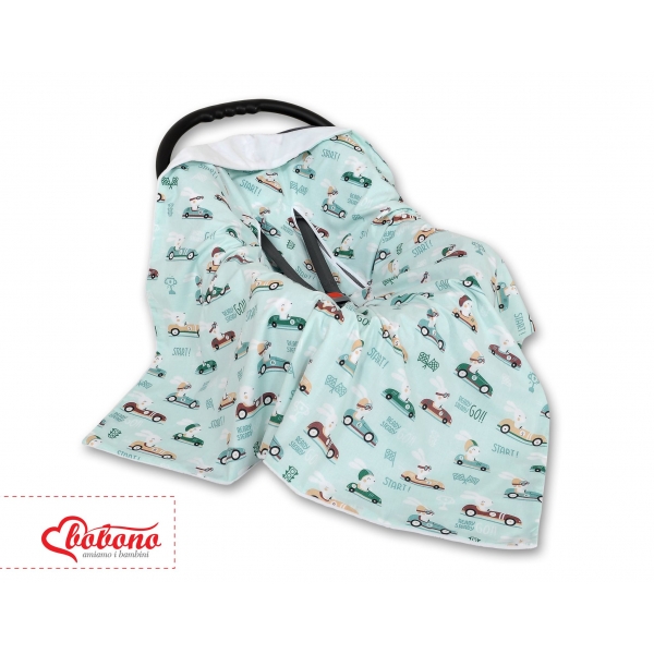 Wendedecke für Kindersitz - minze Hasen/weiss