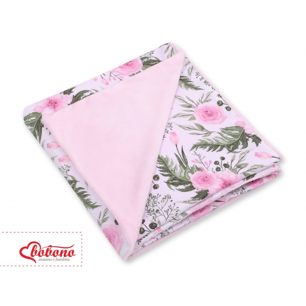 Wendedecke für Kindersitz - rosa Blüten