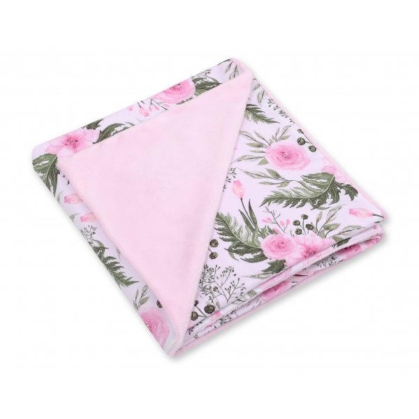 Wendedecke für Kindersitz - rosa Blüten