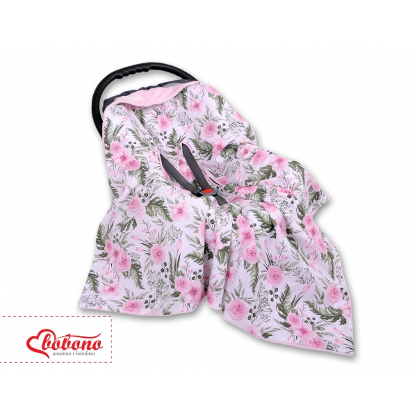 Wendedecke für Kindersitz - rosa Blüten