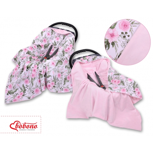 Wendedecke für Kindersitz - rosa Blüten