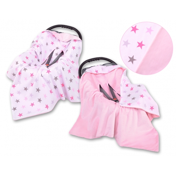 Wendedecke für Kindersitz - Rosa-graue Sternen