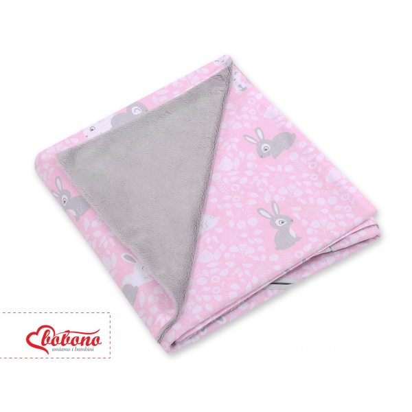 Wendedecke für Kindersitz - rosa Hasen