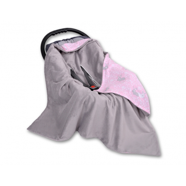 Wendedecke für Kindersitz - rosa Hasen