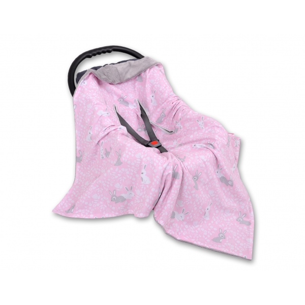 Wendedecke für Kindersitz - rosa Hasen
