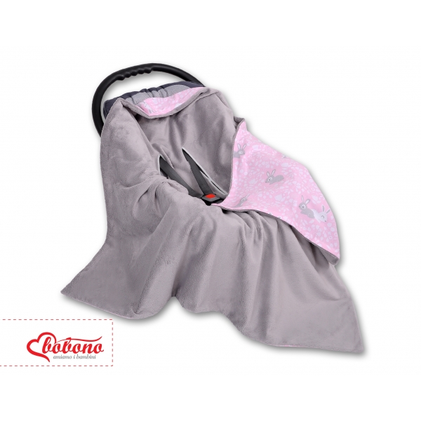 Wendedecke für Kindersitz - rosa Hasen