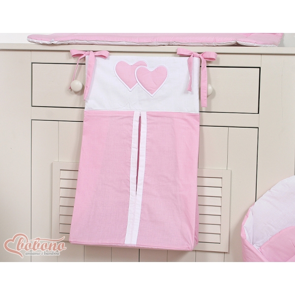 Windelntasche für Babybett - Hängende Herzen rosa