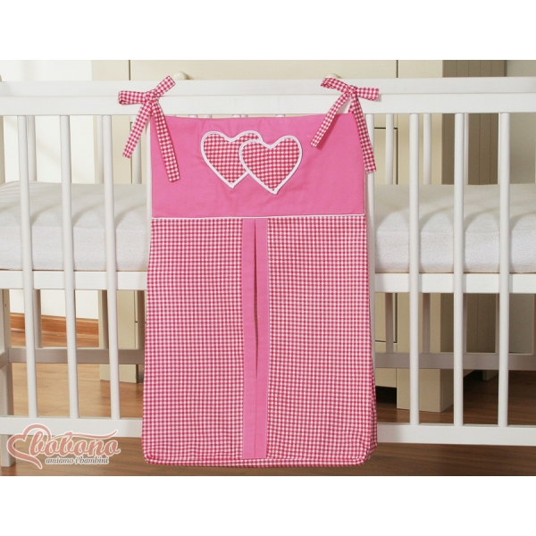 Windelntasche - Hängende Herzen dunkel rosa kariert