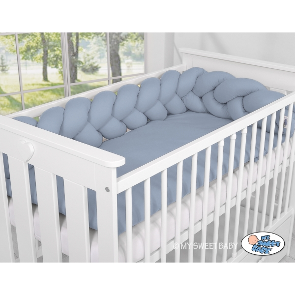 Zopfschlange Bettumrandung - Kopfschutz für Babybett- pastellblau